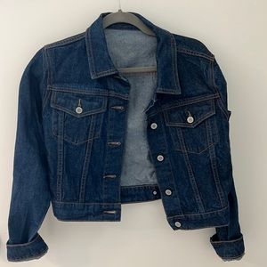 BRANDY MELVILLE Cropped Dark Wash Jean Jacket